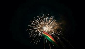 Quatrième de juillet fête explosif feu d'artifice afficher enflammer vibrant couleurs généré par ai photo