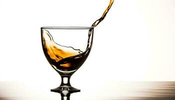 lisse whisky verser dans cristal verre de vin, reflétant élégance et luxe généré par ai photo