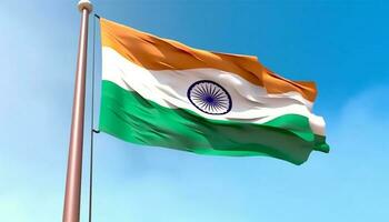 agitant Indien drapeau symbolise unité de diverse des cultures et patriotisme généré par ai photo