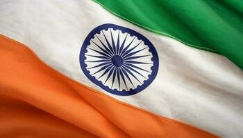Indien drapeau agitant avec fierté, symbole de patriotisme et honneur généré par ai photo