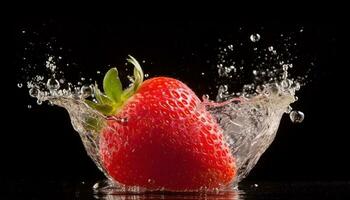 juteux fraise, en bonne santé mode de vie vitalité, fraîcheur généré par ai photo