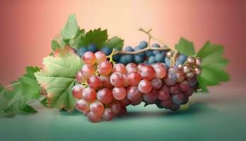 mûr grain de raisin grappes sur vigne, prêt pour vinification processus généré par ai photo