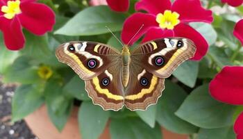 vibrant papillon pollinise Célibataire fleur dans Naturel beauté en plein air généré par ai photo