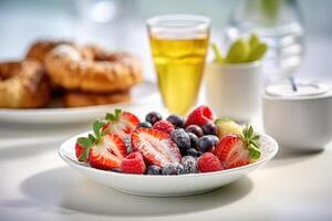 Stock photo de menu petit déjeuner éditorial nourriture la photographie génératif ai