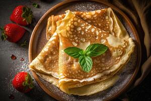 Stock photo de mile crêpe sur le cuisine plat allonger la photographie génératif ai