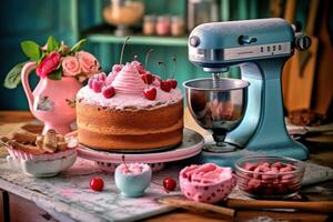 Stock photo de faire factuel Cerise Lambeth gâteau ancien nourriture la photographie génératif ai