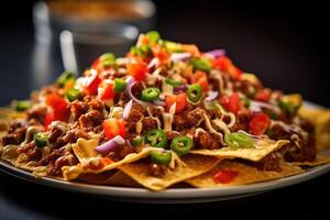 Stock photo de Nachos Mexique dans assiette mexicain nourriture nourriture la photographie génératif ai