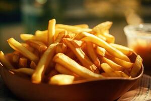 Stock photo de frit frites cinématique éditorial nourriture la photographie génératif ai