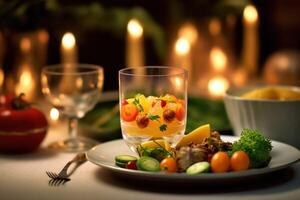 Stock photo de en bonne santé dîner éditorial nourriture la photographie génératif ai