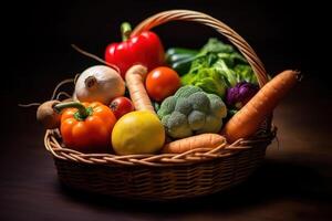 Stock photo de mélanger légume sur le panier éditorial nourriture la photographie génératif ai