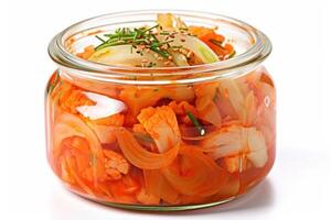 Stock photo de Kimchi est une traditionnel coréen banchan qui consiste de salé et fermenté des légumes nourriture la photographie génératif ai