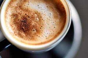 Stock photo de proche en haut collection une tasse café latté Haut vue nourriture la photographie génératif ai