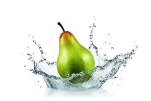 Stock photo de l'eau éclaboussure avec poire isolé nourriture la photographie génératif ai