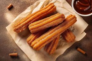 Stock photo de une churro est une type de frit pâte de la photographie génératif ai