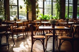 vide à l'intérieur restaurant nourriture la photographie ai généré photo