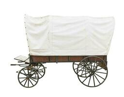 couvert wagon sur blanc photo