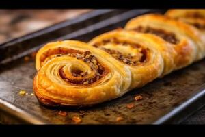 bouffée Pâtisserie avec rouleau saucisse la photographie génératif ai photo