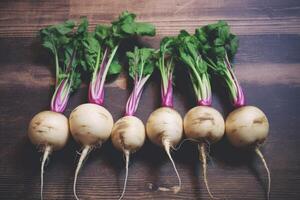 Stock photo de navets des légumes sur le cuisine plat allonger la photographie génératif ai