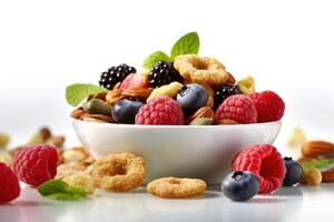 Stock photo de mélanger en bonne santé casse-croûte petit déjeuner éditorial nourriture la photographie génératif ai