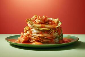 Stock photo de Kimchi sur assiette miam désert nourriture la photographie génératif ai