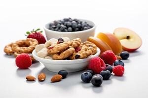 Stock photo de mélanger en bonne santé casse-croûte petit déjeuner éditorial nourriture la photographie génératif ai