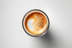 Stock photo de une tasse macchiato Haut vue nourriture la photographie génératif ai