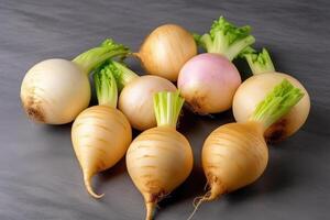 Stock photo de navets des légumes sur le cuisine plat allonger la photographie génératif ai