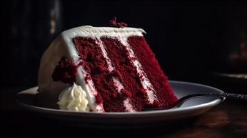 se plonger dans le velouté rouge velours gâteau photo