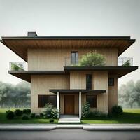minimaliste maison extérieur dans réaliste environnement établi avec génératif ai La technologie photo
