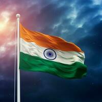 content indépendance journée Inde, Indien drapeau agitant, Indien drapeau dans Créatif arrière-plan, génératif ai photo