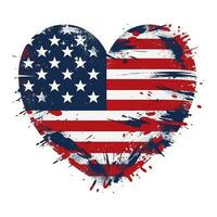 grunge cœur avec américain drapeau sur blanc arrière-plan, Etats-Unis jour, 4e de juillet photo