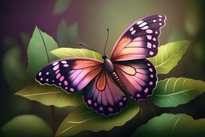 une magnifique papillon sur une flou Contexte généré par ai photo