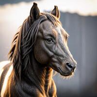 une proche en haut tête cheval . ai génératif photo