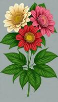 floral motifs, conception une floral avec une variété de fleurs, feuilles. ai génératif photo