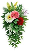 floral motifs, conception une floral avec une variété de fleurs, feuilles. ai génératif photo