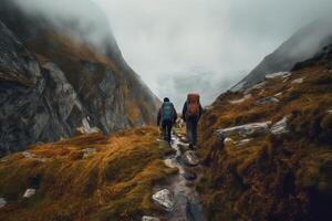 trekking et randonnée ai généré photo