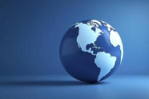 bleu globe, Terre carte 3d sur bleu arrière-plan, affaires bannière. ai généré image. photo
