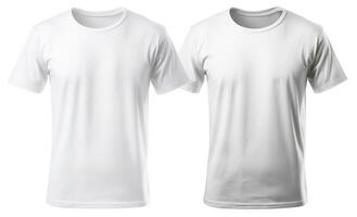 Hommes blanc Vide t chemise, modèle, de deux côtés, isolé sur blanc arrière-plan, produire ai photo