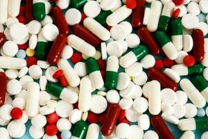 variété de pharmaceutique drogues, gélules, comprimés comme une Contexte. photo