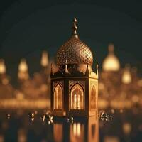 Ramadan kareem Contexte avec mosquée et d'or lanterne. 3d le rendu photo