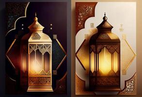 islamique salutation eid mubarak cartes pour musulman vacances. ai généré. photo