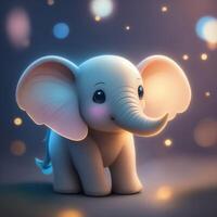 très détaillé mignonne l'éléphant. ai généré. photo