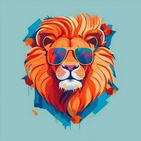 ouvrages d'art de T-shirt graphique conception avec lion.. ai généré photo