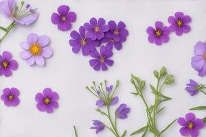 photo sauvage fleurs sur violet papier Contexte. ai généré