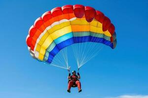 mature Sénior Masculin sur une parachute.. ai généré photo
