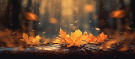 magnifique l'automne feuilles sur flou Contexte. ai généré photo