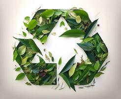 recyclage symbole fleuri avec vert feuilles et fleurs. ai généré. photo