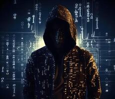 anonyme pirate. concept de la cybercriminalité, cyber-attaque, foncé la toile. ai généré photo