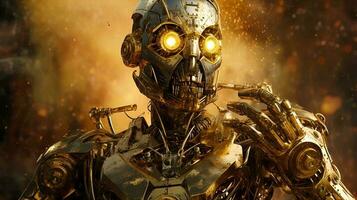 brillant steampunk robot portrait dans cinématique style photo