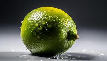 juteux agrumes tranche reflète vibrant vert la nature dans rafraîchissant boisson généré par ai photo